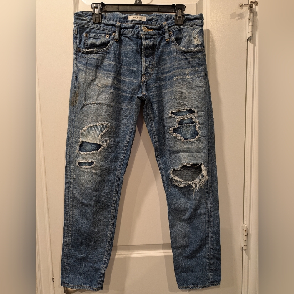 Moussy Selvedge Japanese Distressed Destroyed Jeans Button Fly Size 29